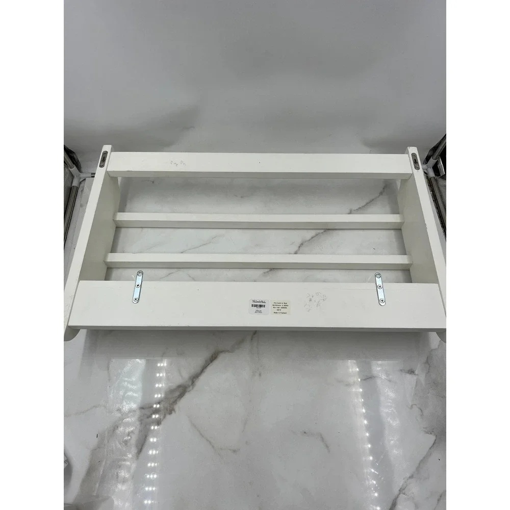 The Land of Nod White Wood Wall Mounted Book Bin Nursery Storage Rack 24.5in